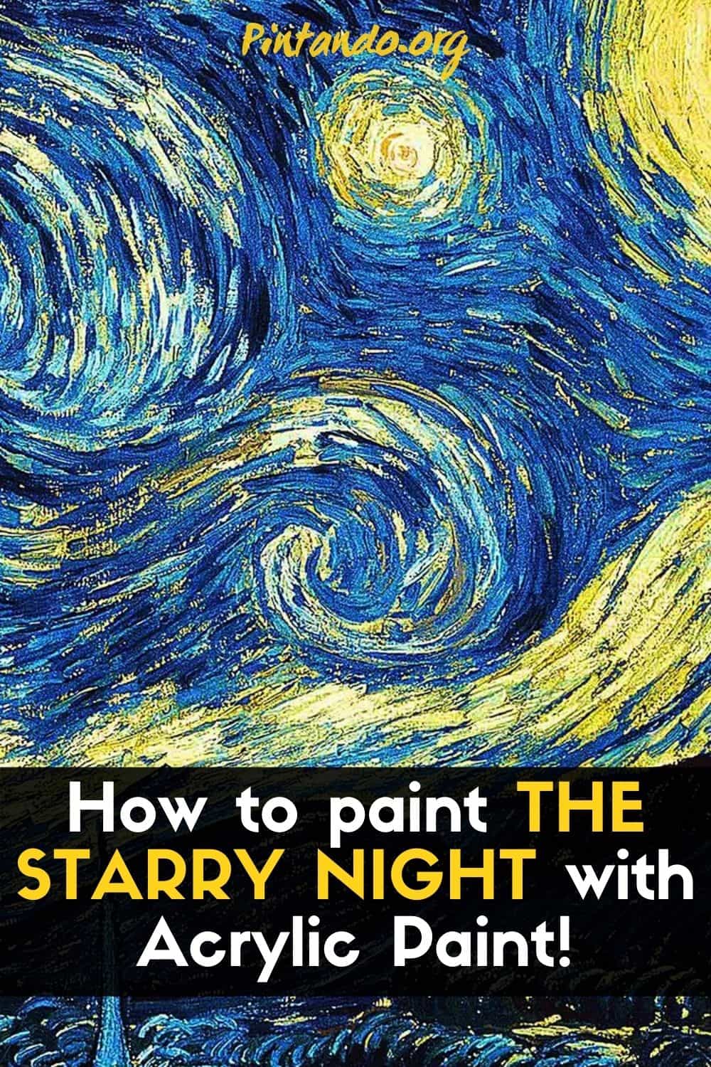 How to paint THE STARRY NIGHT with Acrylic Paint!