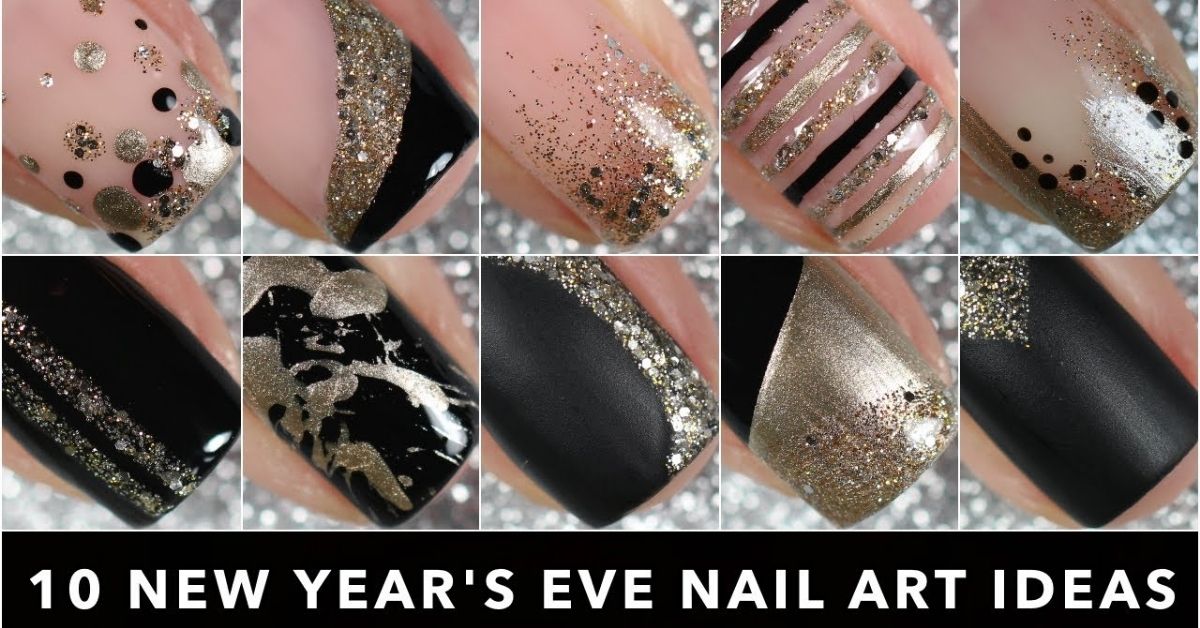 10 EASY New Year's Eve Nail Art Ideas - Pintando.org