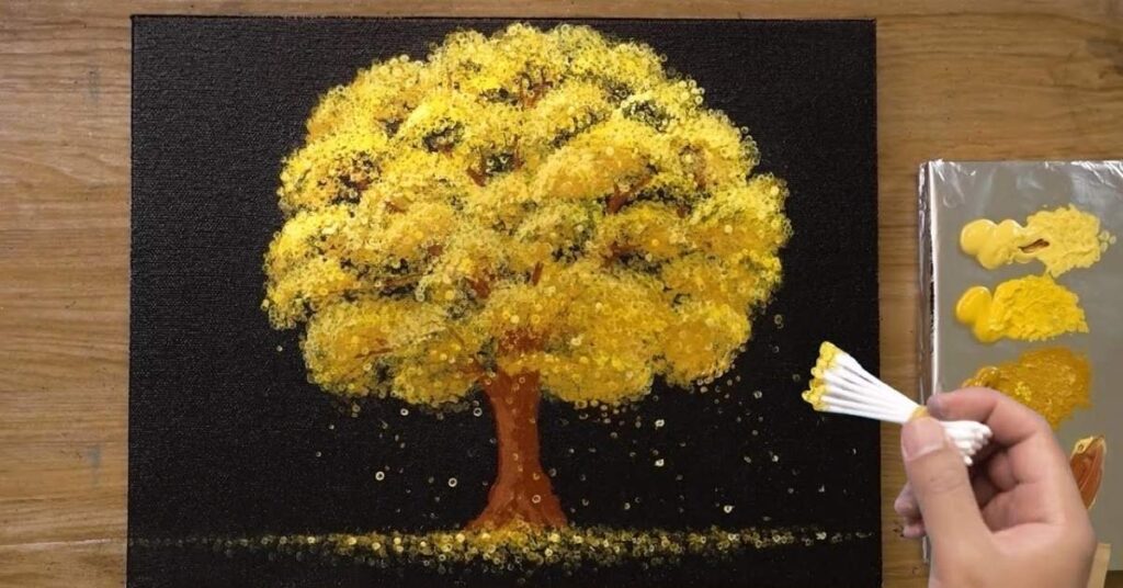 _How to paint a tree with swabs Easy Acrylic Painting Technique (1)