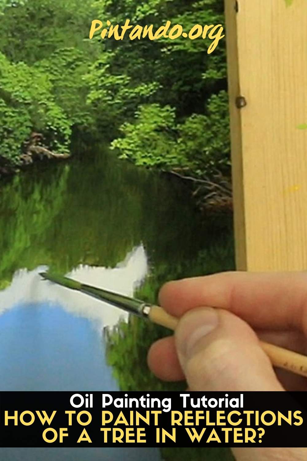 How to paint reflections of a tree in water Oil Painting Tutorial (3)