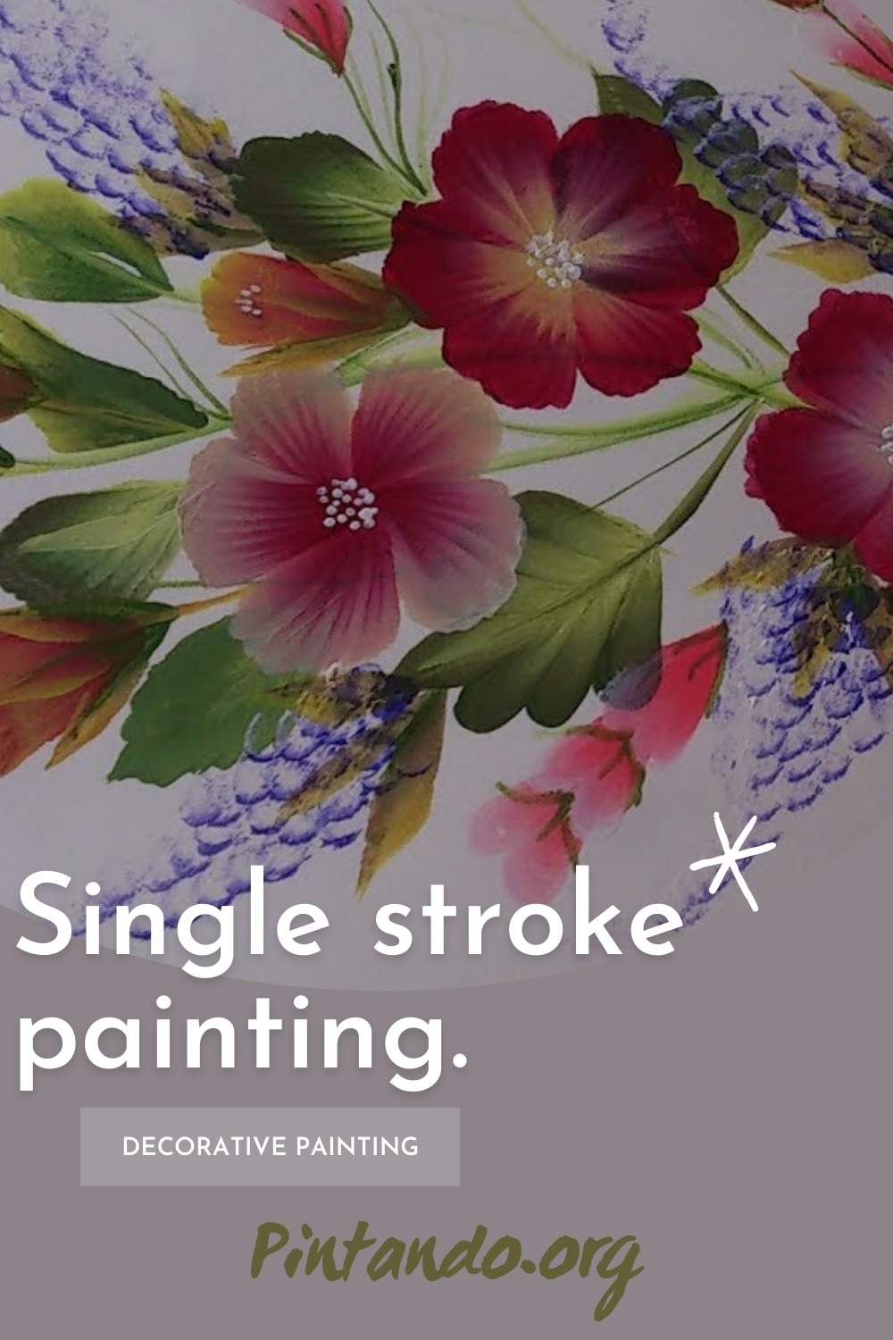 Single stroke painting. Decorative floral composition