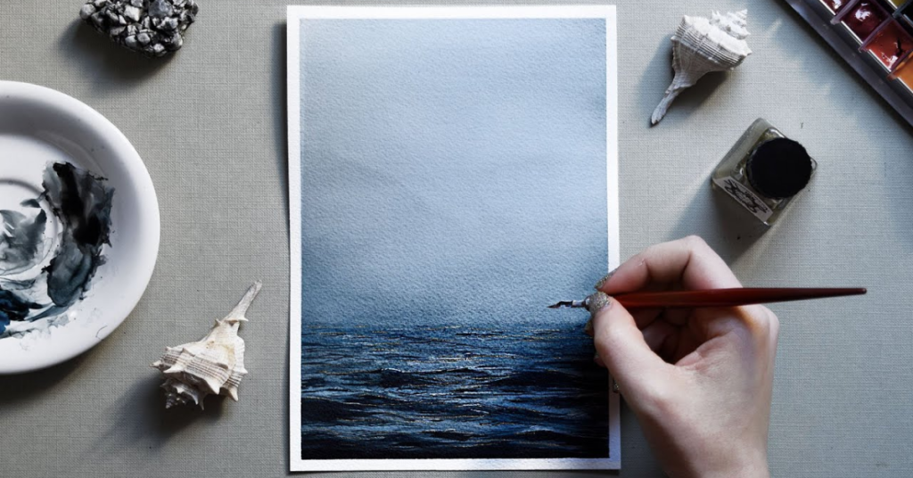 Easy Watercolor Misty Ocean ★ Watercolor Tutorial For Beginners