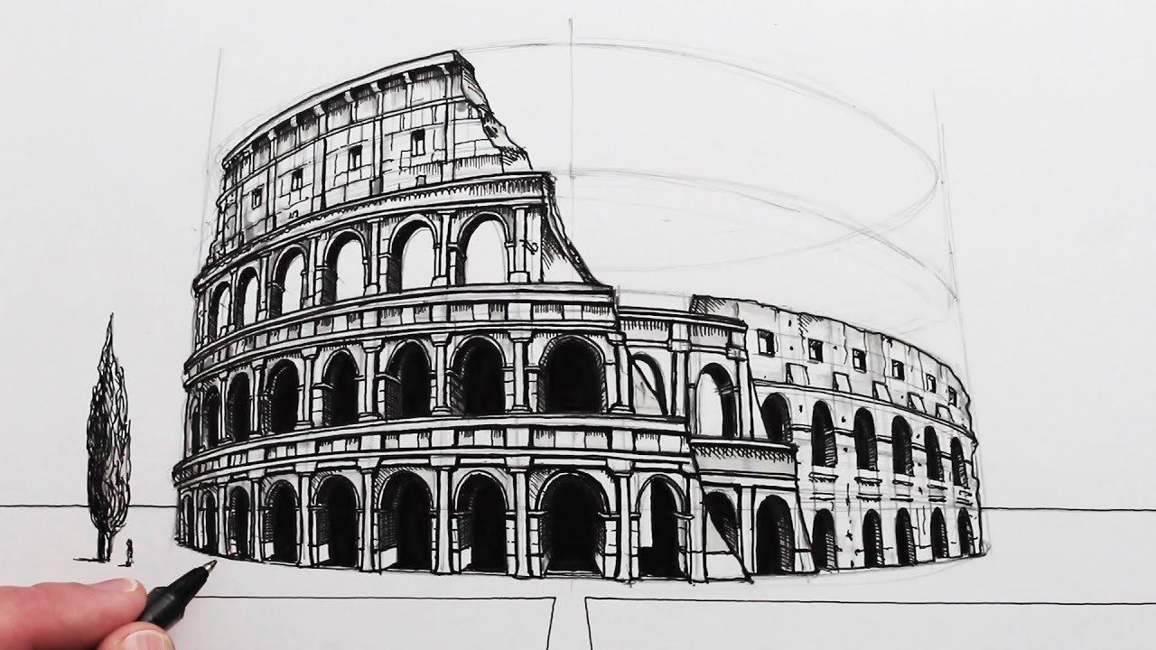 Capturing The Colosseum: A Perspective Drawing Tutorial - Pintando.org