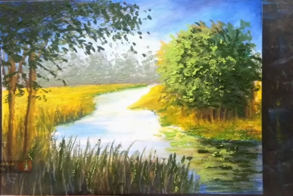 View of Impasto Landscape: Oil Pastel Painting Lesson - Pintando.org