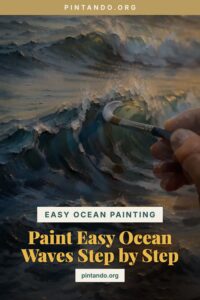 A rolling turquoise ocean wave painted in oils on canvas, a palette knife dragging thick white foam along the breaking crest.