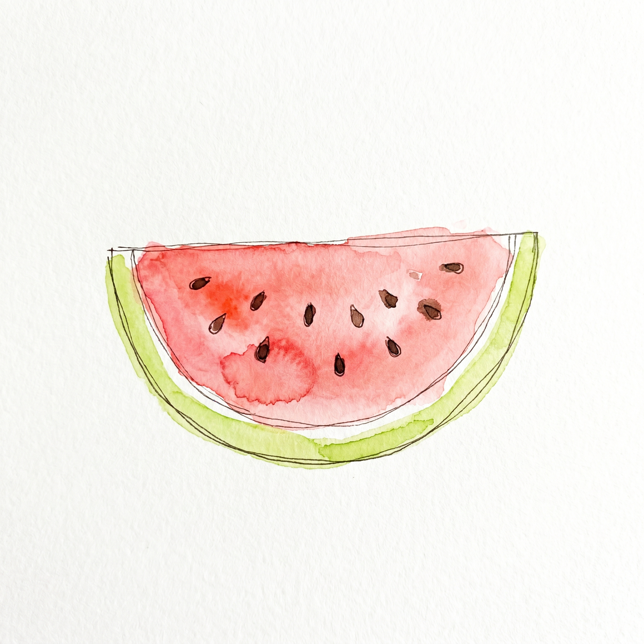 An easy watercolor of a slice of watermelon